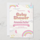 Cute Rainbow Baby shower Invitation Kaart (Voorkant)