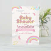 Cute Rainbow Baby shower Invitation Kaart (Staand voorkant)