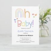 Cute Rainbow Baby shower Invitation Kaart (Staand voorkant)