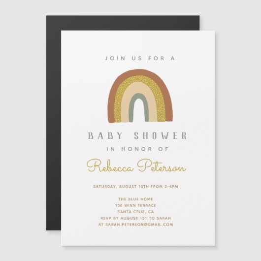 Cute Rainbow Baby shower Invitation Magnetische Uitnodiging (Voorkant / Achterkant)