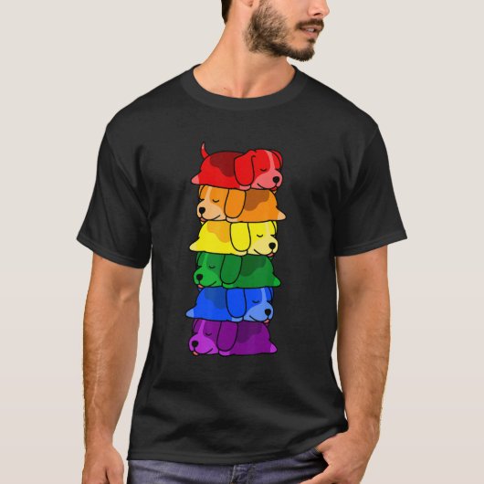 Cute Rainbow Beagle Gay Pride Lgbt Puppy T-shirt (Voorkant)
