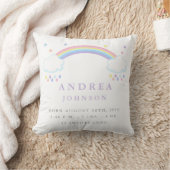 Cute Rainbow Birth Announcement Nursery Pillow Kussen (Deken)