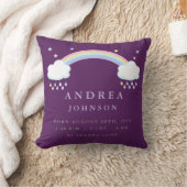 Cute Rainbow Birth Announcement Nursery Pillow Kussen (Deken)