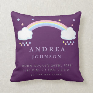 Cute Rainbow Birth Announcement Nursery Pillow Kussen