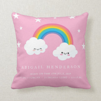 Cute Rainbow Birth Announcement Pillow Kussen