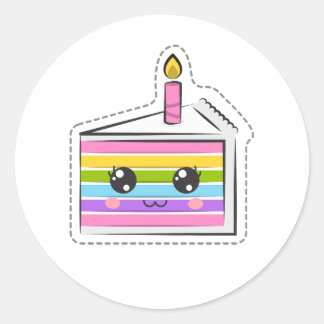 Cute Rainbow Birthday Cake Kawaii Sticker