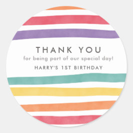 Cute Rainbow Birthday Party Dank u wel! Ronde Sticker