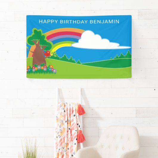 Cute Rainbow Birthday Party Spandoek (Insitu)