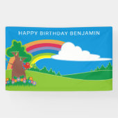 Cute Rainbow Birthday Party Spandoek (Horizontaal)