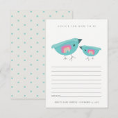 Cute Rainbow Blue Birdy Advising Mum Baby shower Informatiekaartje (Voorkant / Achterkant)