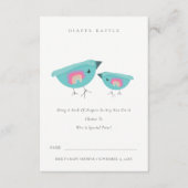 Cute Rainbow Blue Birdy Diaper Raffle Baby shower Informatiekaartje (Voorkant)