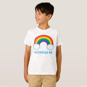 Cute Rainbow Blue Clouds Monogram Cool Kinder T-shirt (Voorkant volledig)