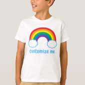 Cute Rainbow Blue Clouds Monogram Cool Kinder T-shirt (Voorkant)
