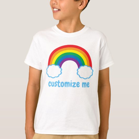 Cute Rainbow Blue Clouds Monogram Cool Kinder T-shirt (Voorkant)