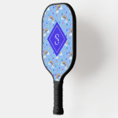 Cute Rainbow Blue Sky gepersonaliseerd monogram Pickleball Paddle (Links)