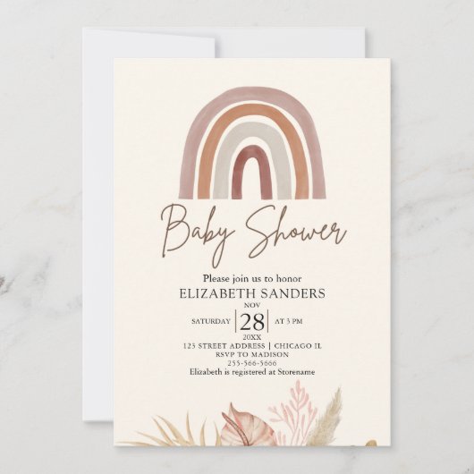 Cute Rainbow Boho Baby Shower Kaart (Voorkant)