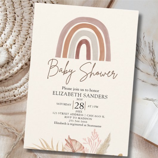 Cute Rainbow Boho Baby Shower Kaart