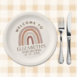 Cute Rainbow Boho Baby Shower Papieren Bordje