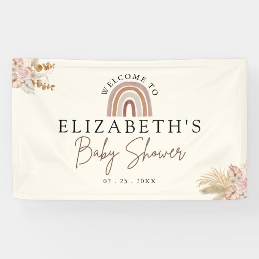 Cute Rainbow Boho Baby Shower Spandoek (Horizontaal)