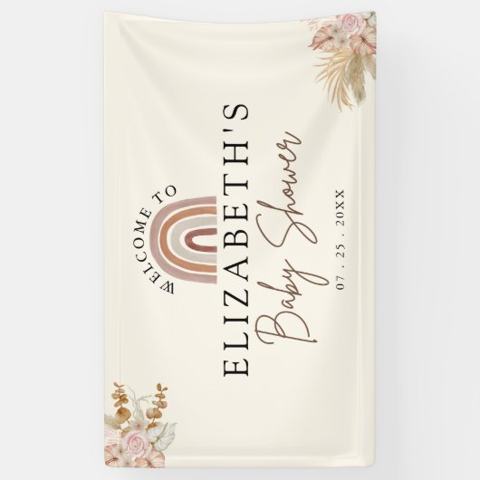 Cute Rainbow Boho Baby Shower Spandoek (Verticaal)