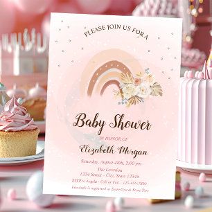 Cute Rainbow Boho Bloemen Baby Shower Uitnodiging
