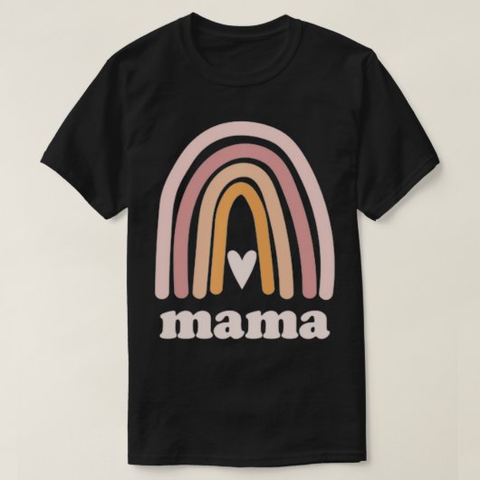 Cute Rainbow Boho Mama Minimal Pocket Heart Moeder T-shirt (Design voorkant)