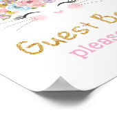 Cute Rainbow Bunny 1st Birthday Guest Book Sign Poster (Hoek)