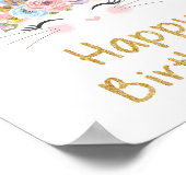 Cute Rainbow Bunny Happy Birthday Sign Poster (Hoek)