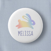 Cute Rainbow Bunny Rabbit Custom Name Button