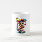 Cute Rainbow Bunny with Umbrella Design Koffiemok (Center)