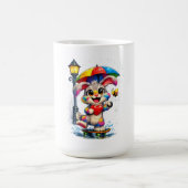 Cute Rainbow Bunny with Umbrella Design Koffiemok (Center)