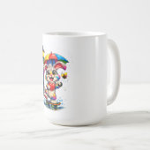 Cute Rainbow Bunny with Umbrella Design Koffiemok (Voorkant rechts)