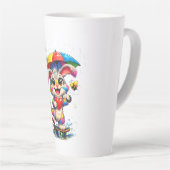 Cute Rainbow Bunny with Umbrella Design Latte Mok (Rechterhoek)