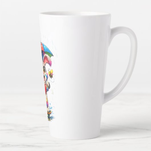 Cute Rainbow Bunny with Umbrella Design Latte Mok (Rechts)