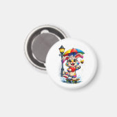 Cute Rainbow Bunny with Umbrella Design Magneet (Voorkant / Achterkant)