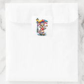 Cute Rainbow Bunny with Umbrella Design Vierkante Sticker (Tas)