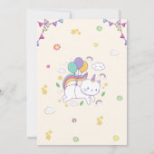 Cute Rainbow Cat Unicorn Birthday Invitation  Kaart (Achterkant)