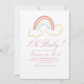 Cute Rainbow Cloud Doodle Baby shower Rustic Kaart (Voorkant)