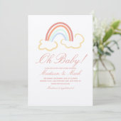Cute Rainbow Cloud Doodle Baby shower Rustic Kaart (Staand voorkant)