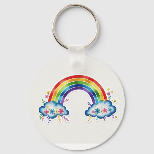 Cute Rainbow Cloud Keychain | Colorful Aesthetic G (Voorkant)