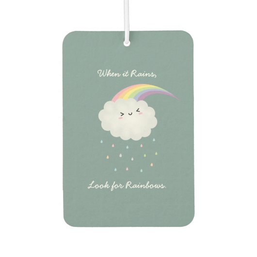 Cute Rainbow Cloud Rain Inspirerend Quote Gezegde Luchtverfrisser (Voorkant)