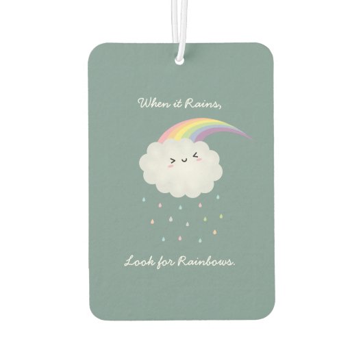 Cute Rainbow Cloud Rain Inspirerend Quote Gezegde Luchtverfrisser (Achterkant)