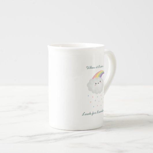 Cute Rainbow Cloud Rain Inspirerend Quote Gezegde Porselein Kop (Voorkant rechts)