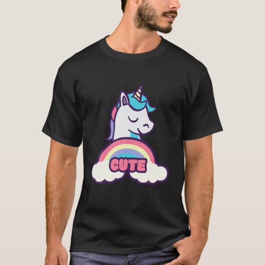 Cute Rainbow Cloud Unicorn T-shirt (Voorkant)