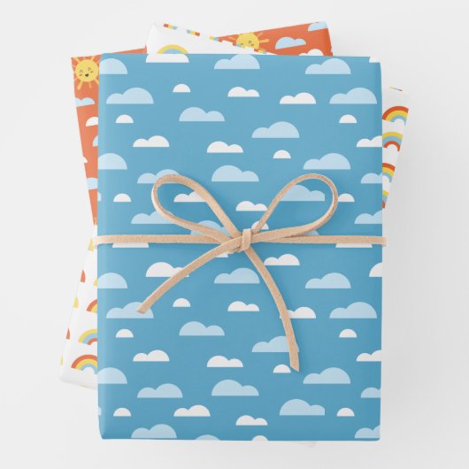Cute Rainbow Clouds and Sunshine Inpakpapier Vel (In situ)