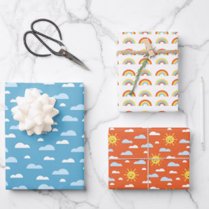Cute Rainbow Clouds and Sunshine Inpakpapier Vel