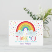 Cute Rainbow Clouds Birthday Hartelijk dank Bedankkaart (Staand voorkant)