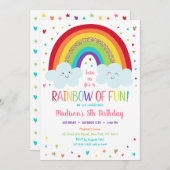Cute Rainbow Clouds Birthday Kaart (Voorkant / Achterkant)