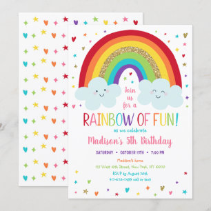 Cute Rainbow Clouds Birthday Kaart