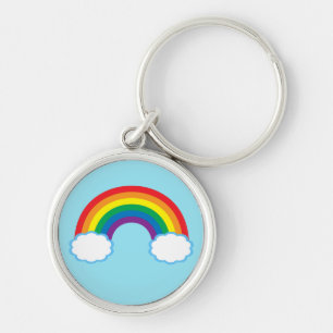 Cute Rainbow Clouds Blue Sleutelhanger